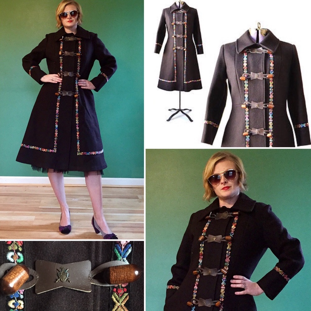 Vintage 60's Dark Brown Princess Coat Size Medium