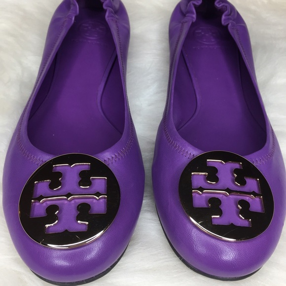 Tory Burch Purple Reva Leather Ballet Flats. Sz 10 - Picture 2 of 6