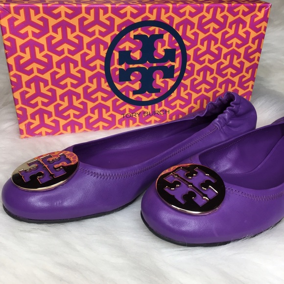 Tory Burch Purple Reva Leather Ballet Flats. Sz 10 - Picture 3 of 6