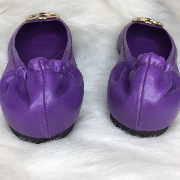 Tory Burch Purple Reva Leather Ballet Flats. Sz 10 - Picture 4 of 6