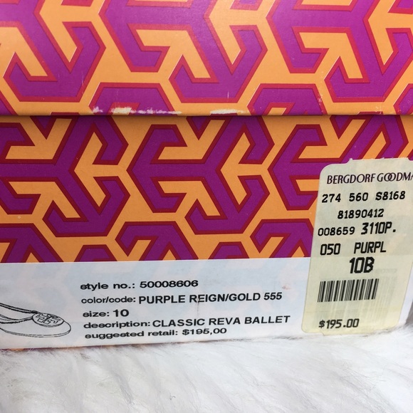 Tory Burch Purple Reva Leather Ballet Flats. Sz 10 - Picture 6 of 6