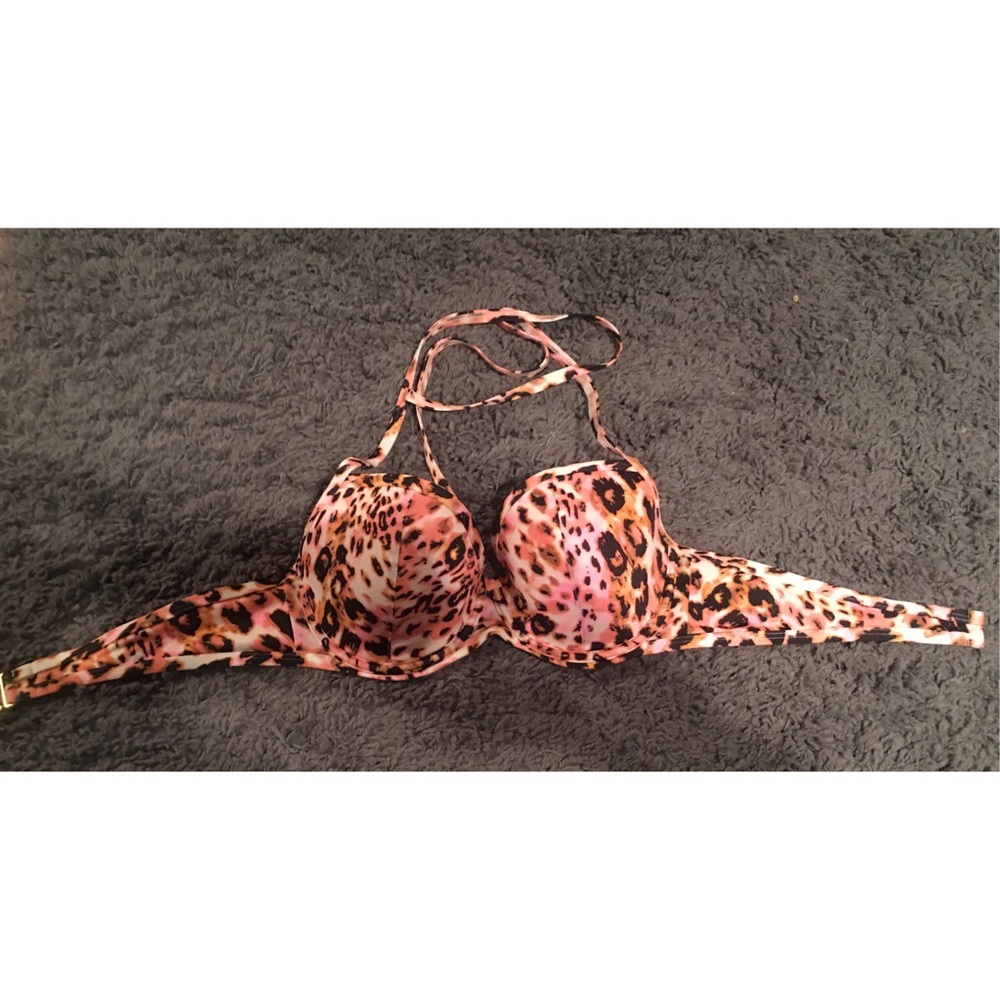 VS pink leopard push up bikini top