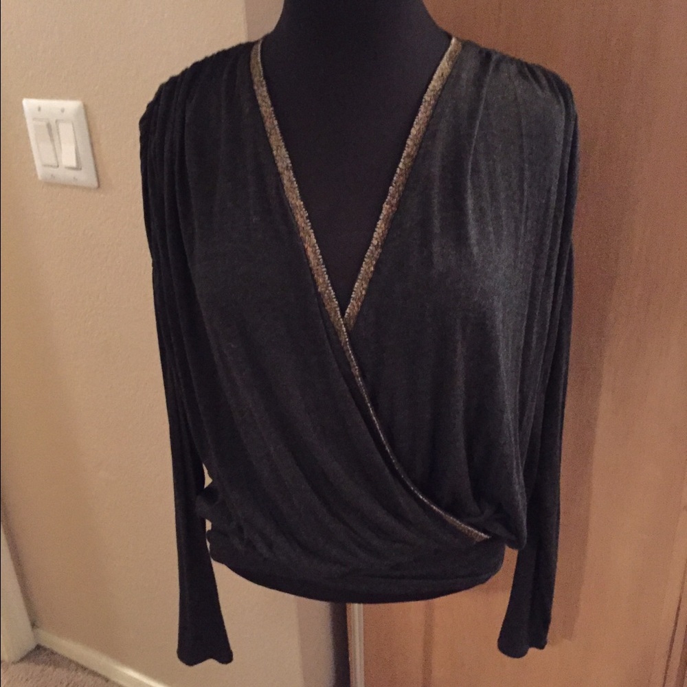 Gucci Grey & Gold Blouse