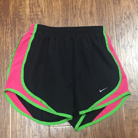 Nike Pants - Nike dri fit black pink and green shorts ladies XS