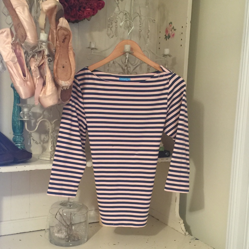 J McLaughlin Rose pink w navy stripe M