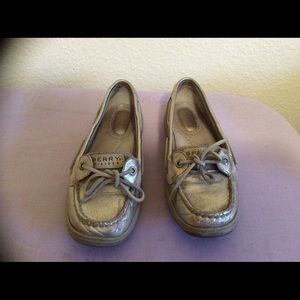 Sperry Topsider Deck Shoes, Gold, Size 6.5