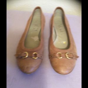 AGL tan flats with textured design, size 36.5