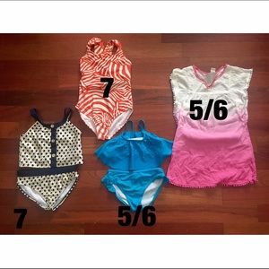 3 bathing suits & cover up  GIRLS SIZE