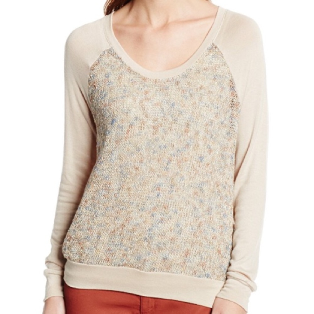 Three Dots contrast raglan top, seashell