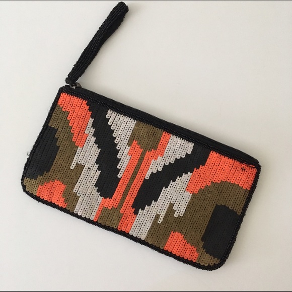 Sequin party clutch wristlet trendy edgy - Picture 1 of 3