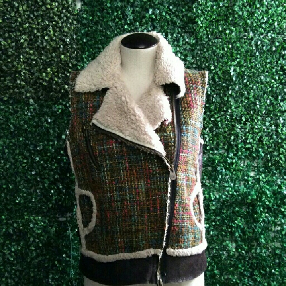 Desigual Faux Leather Shearling Vest