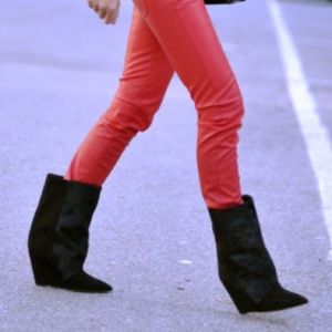 Isabel Marant Style Calf Hair Suede ankle boots