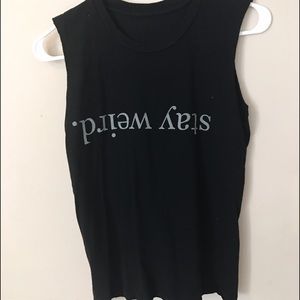 Brandy Melville stay weird muscle tank