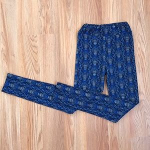 LuLaRoe leggings (girls l/xl) navy blue w/pattern