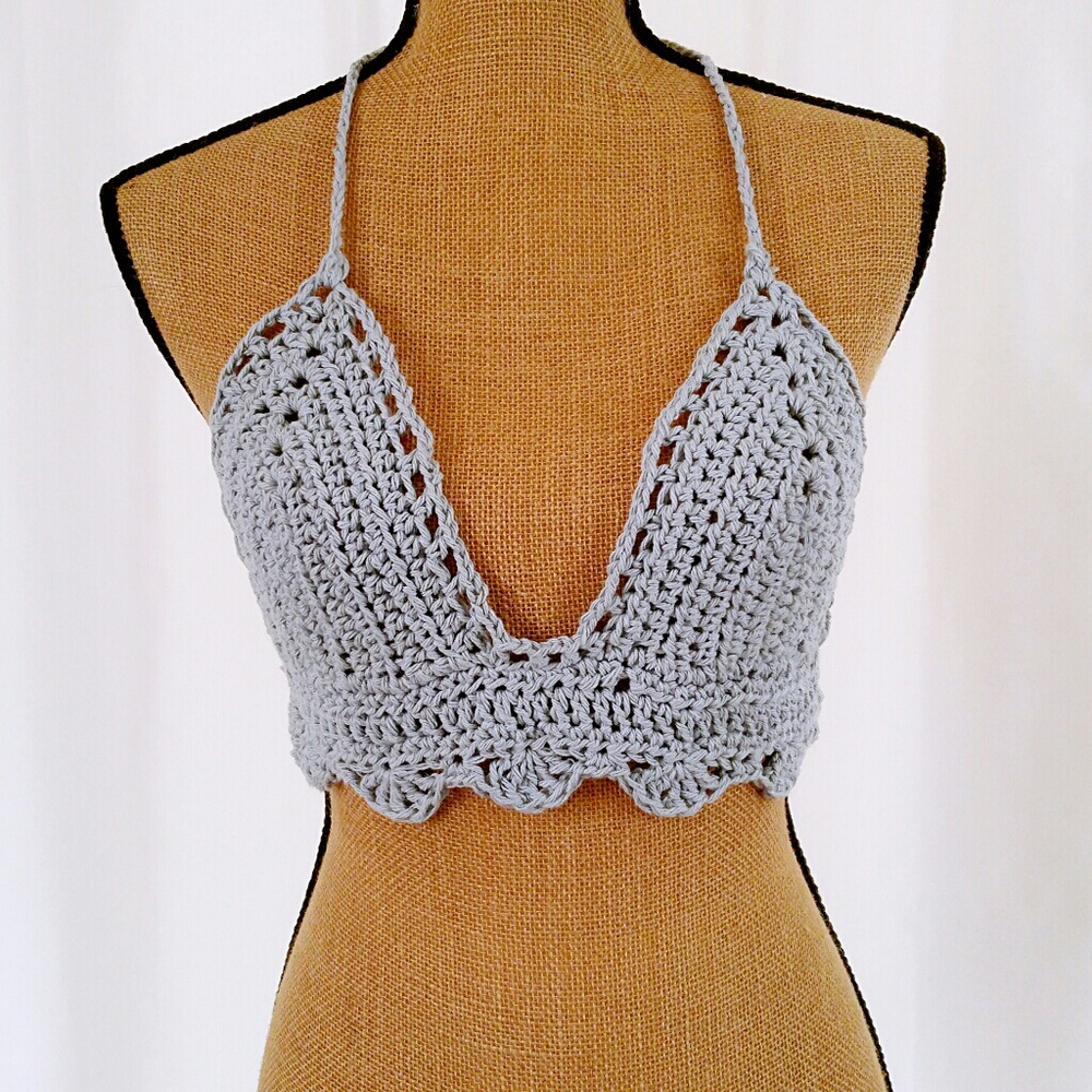 Cotton Crochet Bikini Top Handmade in USA