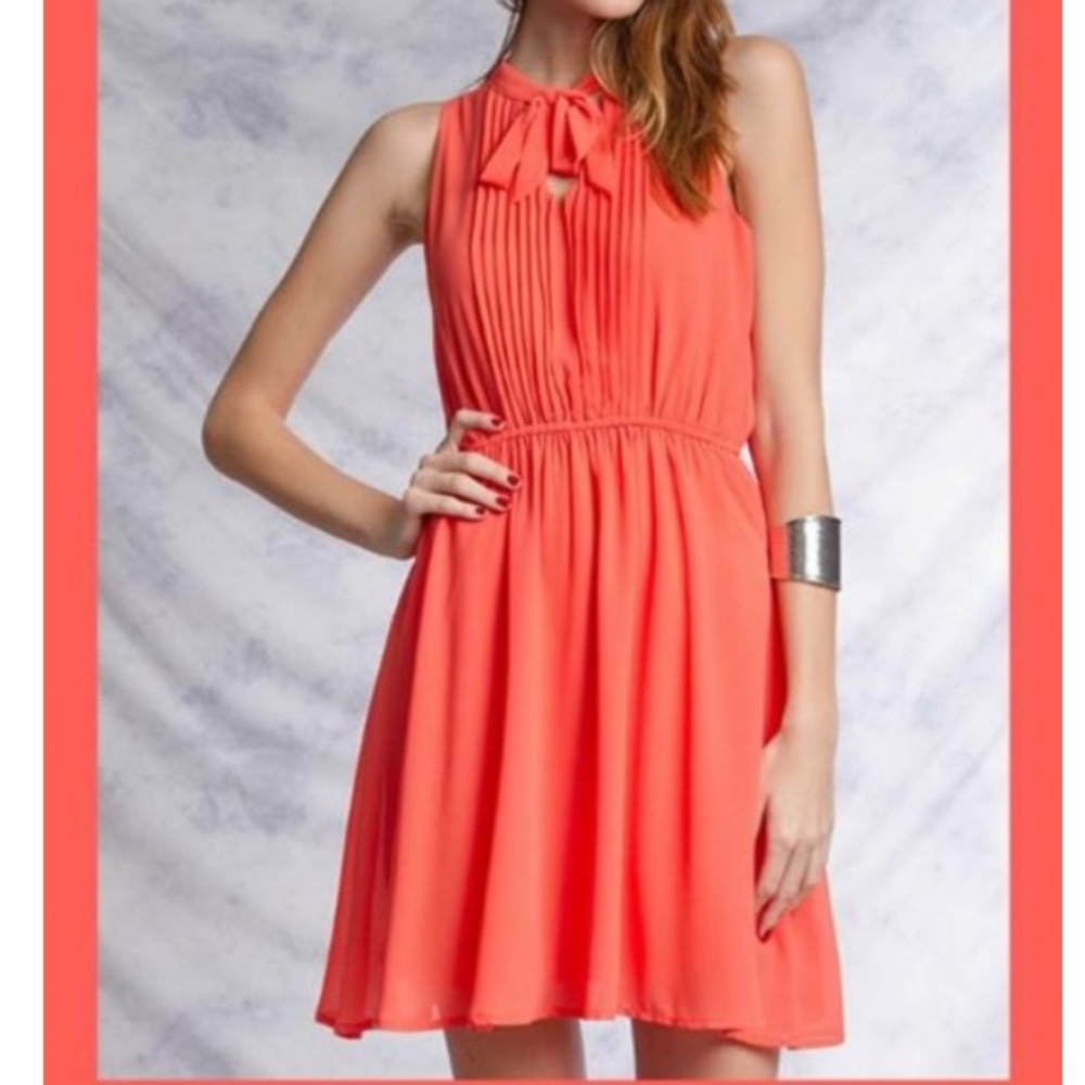 🌸 SALE TODAY Coral Woven Dress Front Tie 🌸