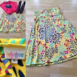 LuLaRoe Azure Skirt-small-yellow floral print-EUC