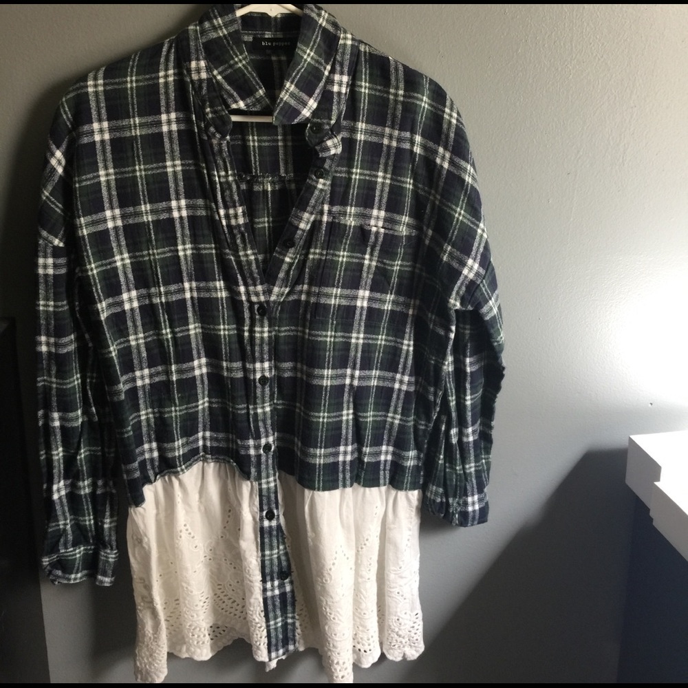 Flannel and lace top