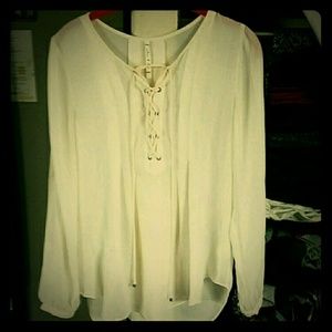 Lace-up Chiffon Blouse