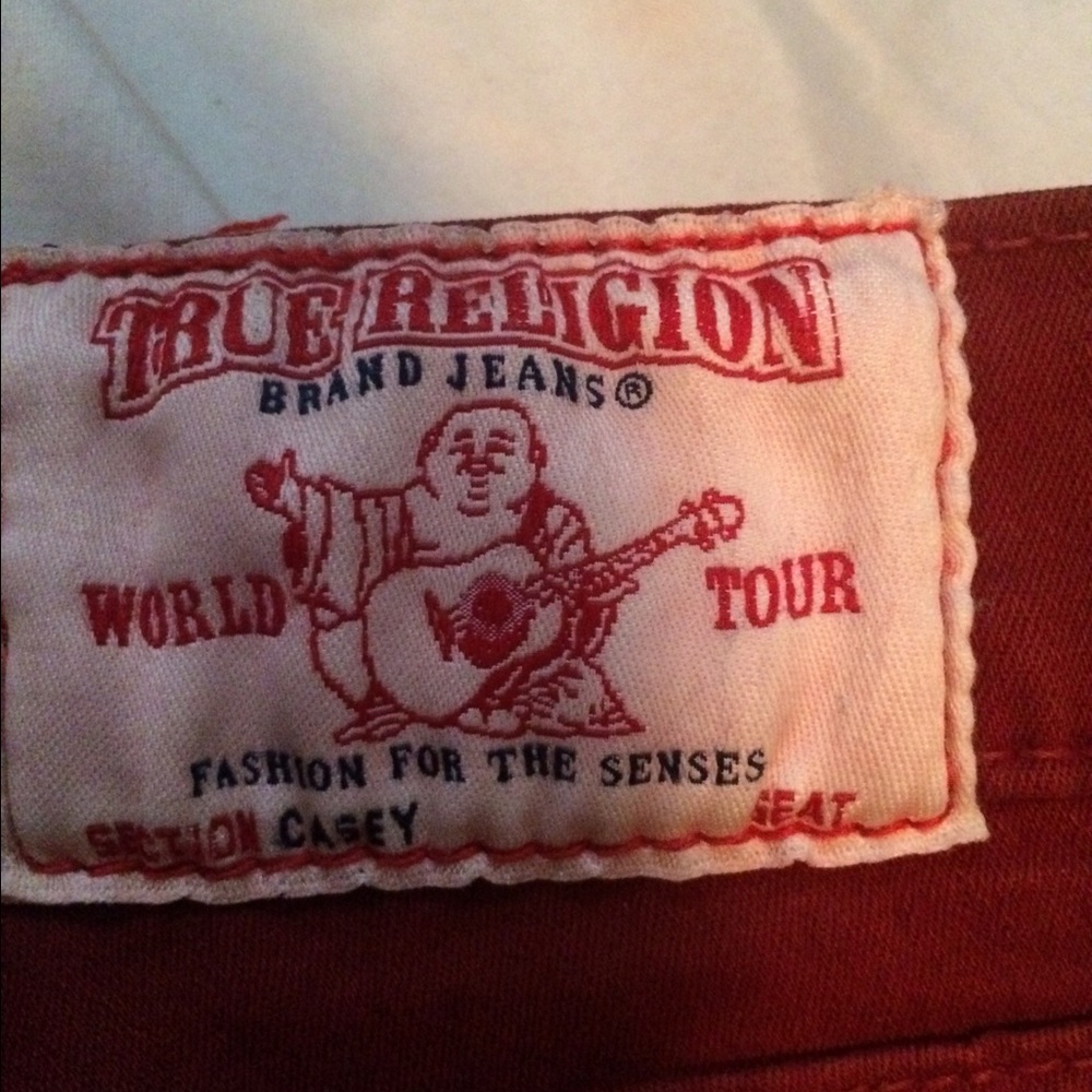 Red true religion cargo pants sz 25 100% authentic