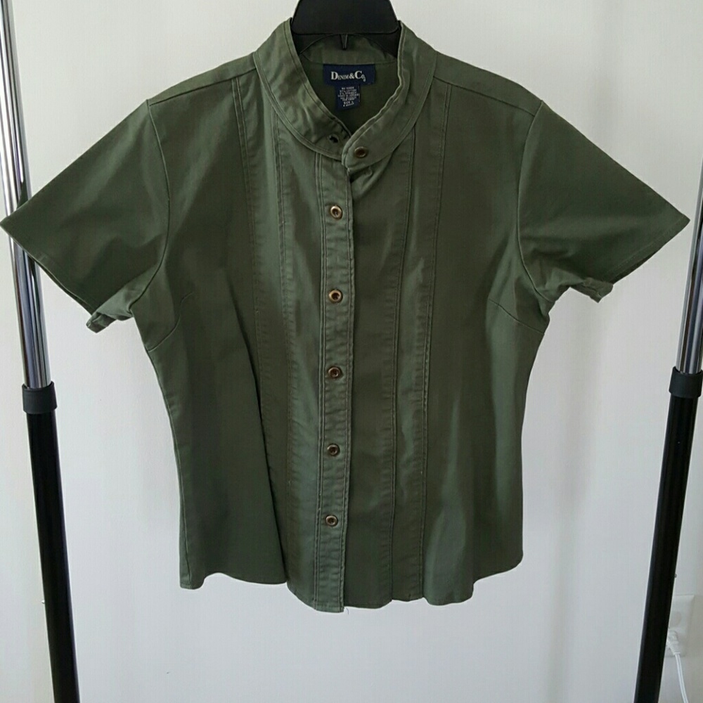 Denim & Co. Army Green Button