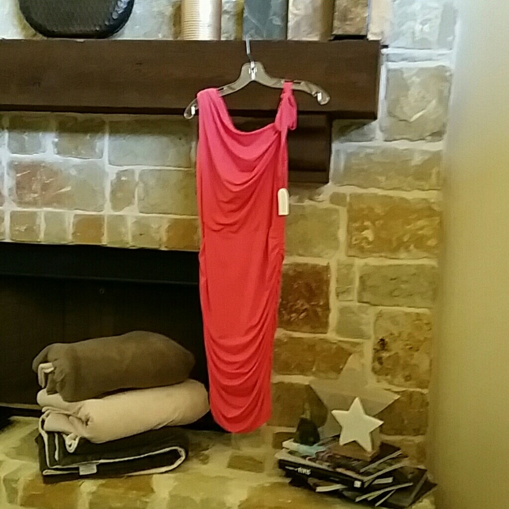 Jessica Simpson coral ruched dress NWT