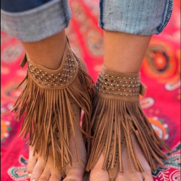 Fringe Boho Chic Gladiator Embellished Sandal - Picture 3 of 4