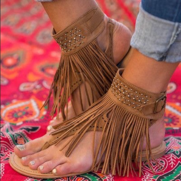 Fringe Boho Chic Gladiator Embellished Sandal - Picture 4 of 4