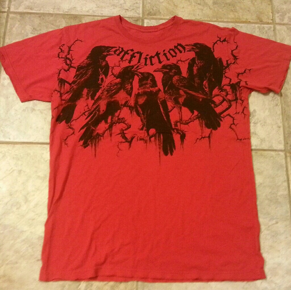 New Affliction Red Graphic T Shirt XL
