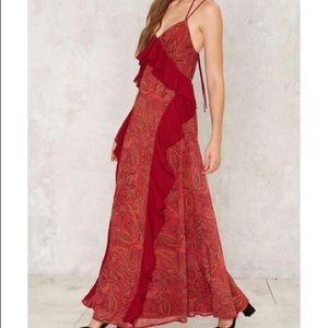 Nasty Gal Paisley To Play Ruffle Maxi Dress