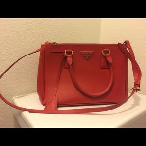 Saffiano red satchel