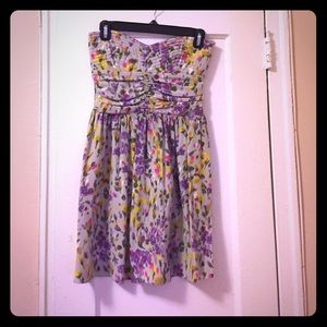 Strapless silk printed Parker dress