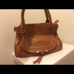 Marcie Leather shoulder bag in Saddle color