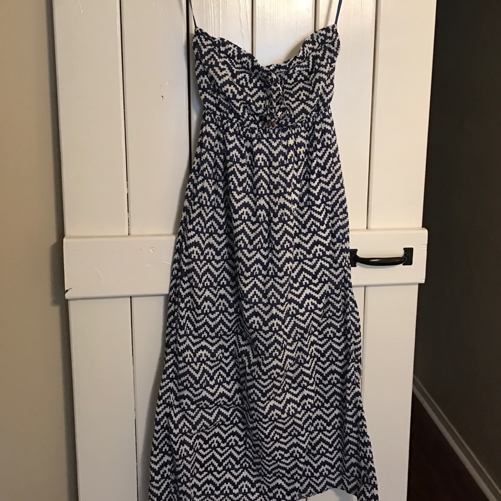 Blue and white print maxi dress from Gap.
