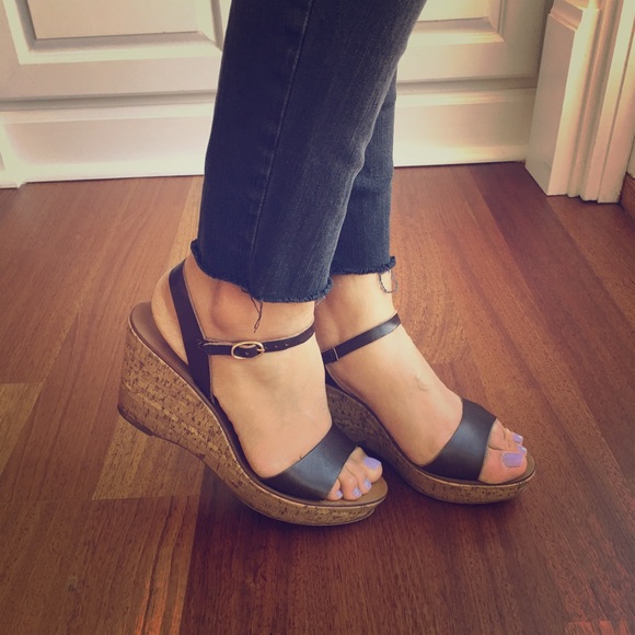 J. Crew Shoes - J. Crew Cork wedges brown leather sandals