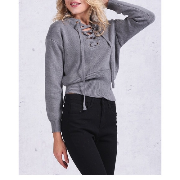 NEW! Lace up sweater - Picture 2 of 7