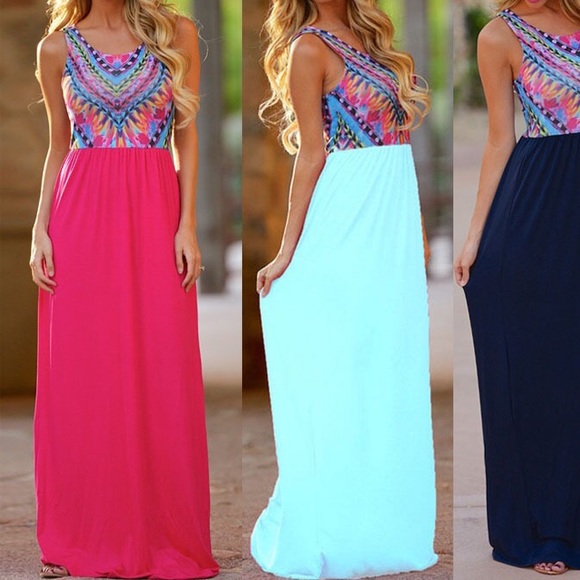 Pink maxi dress DRC169 - Picture 2 of 3