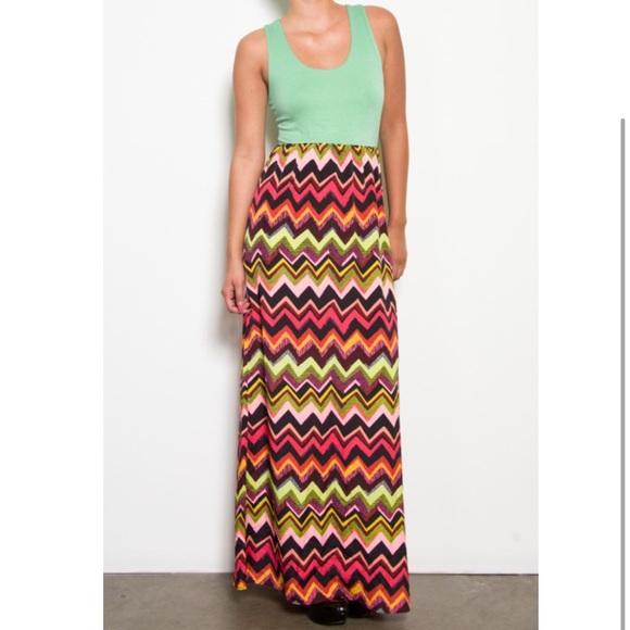 SALE TODAY 🌸 Minty Zigzag Maxi Dress 🌸 - Picture 1 of 1