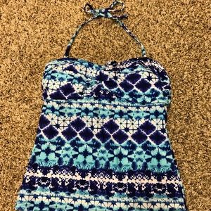 Blue tankini bathing suit