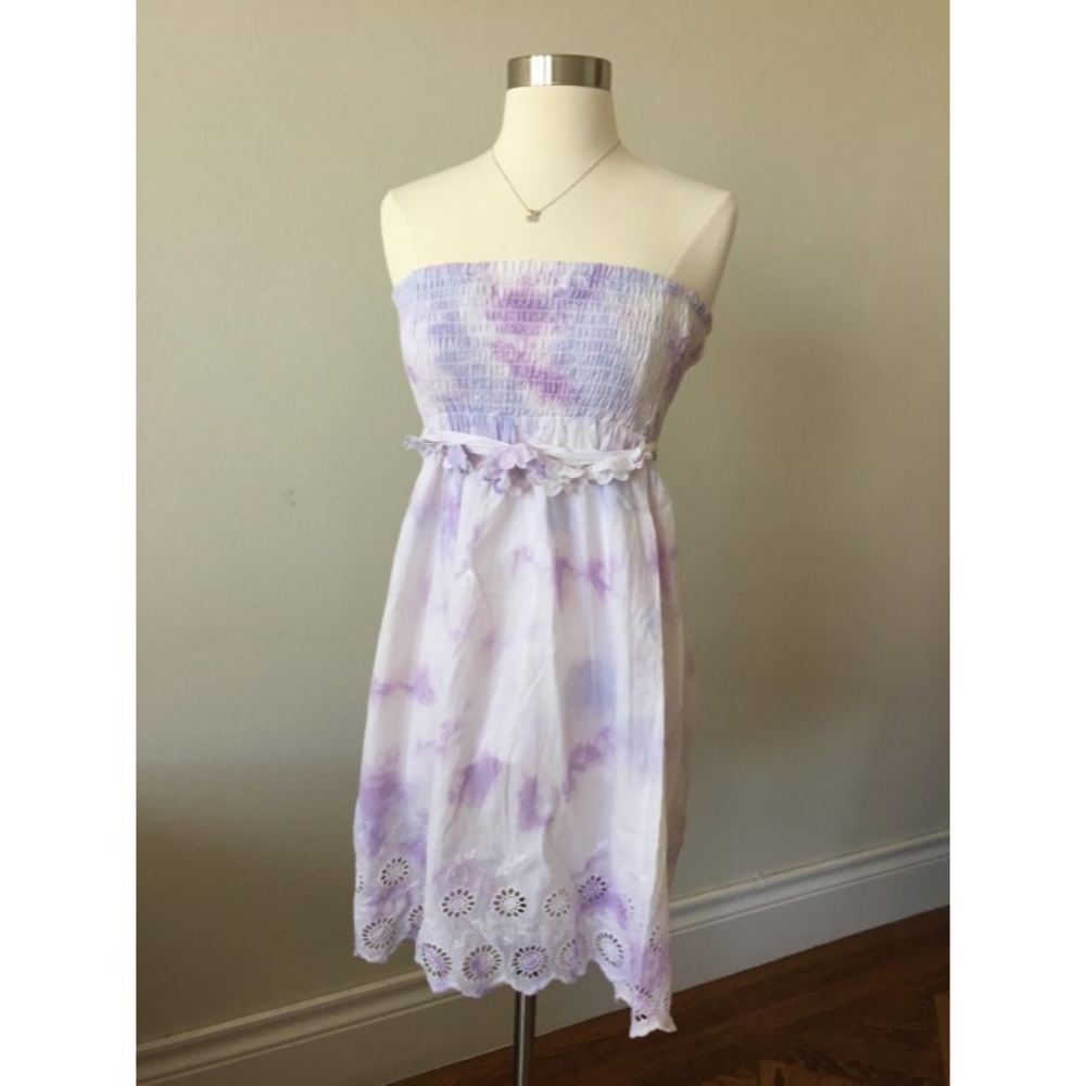 Ombre smocked embroidered floral dress