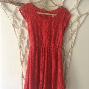 Red/coral lace dress
