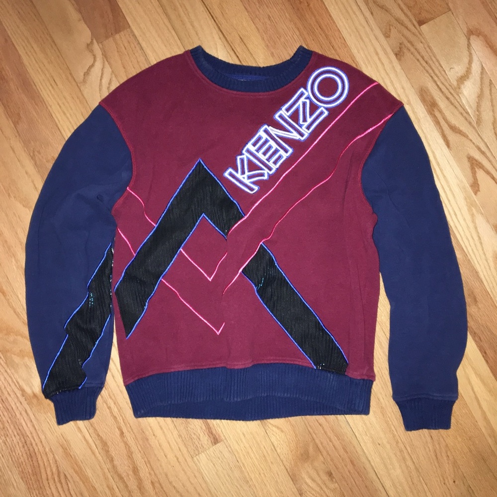 SOLD Kenzo Burgundy and Navy Sweater