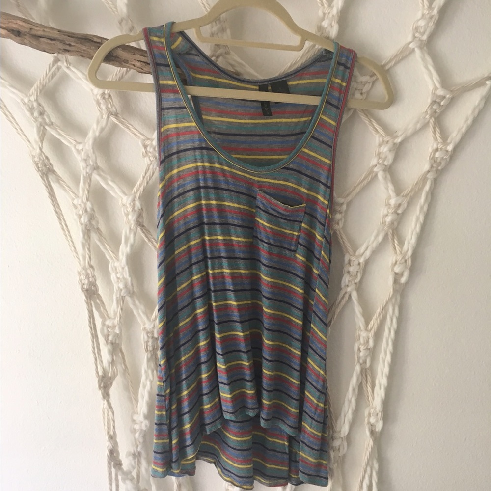 Grey striped razorback tank with pocket!