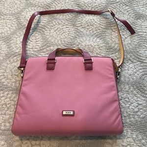 Tumi canvas and leather laptop bag