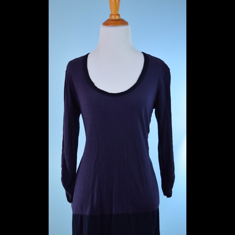 LEFT OF CENTER indigo button back tunic top XS