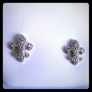 Fleur-de-lis  Diamond accent earrings