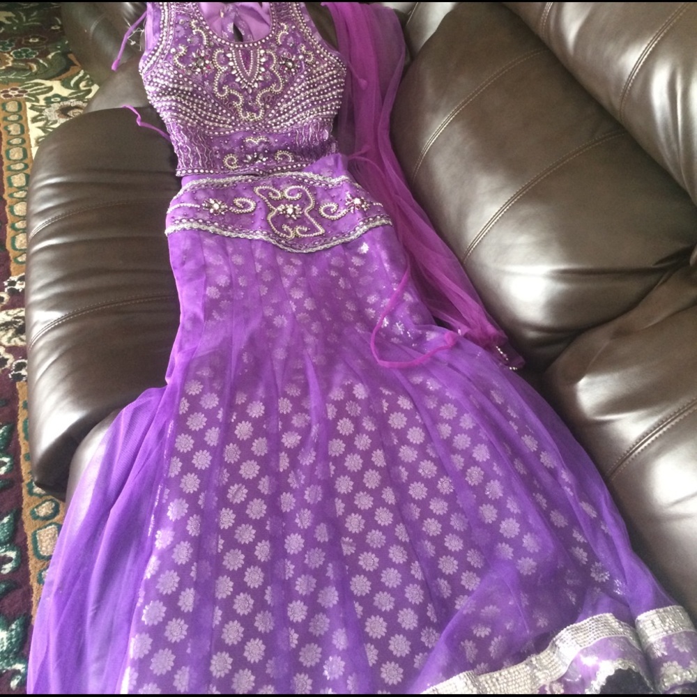 Purple and Silver mermaid style Indian lengha