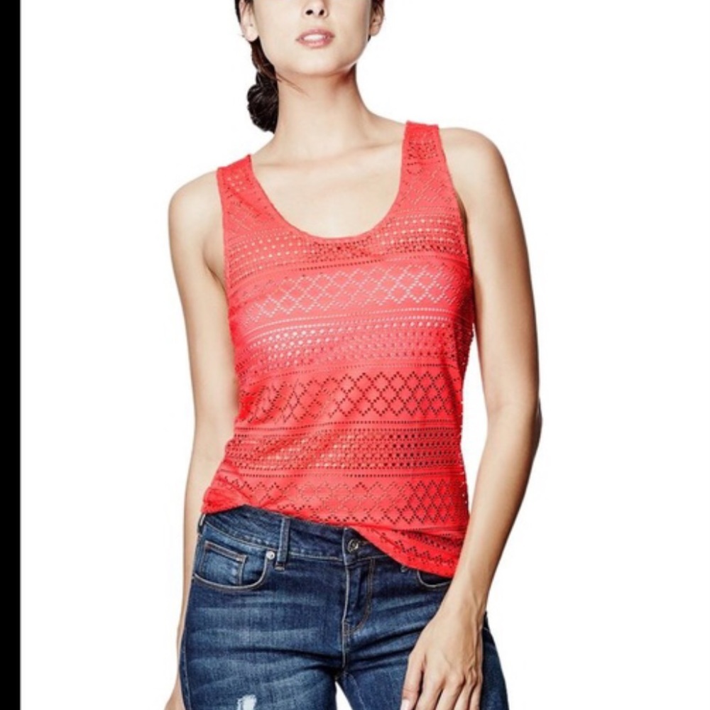 SZ L Guess Millicent Crochet Tank