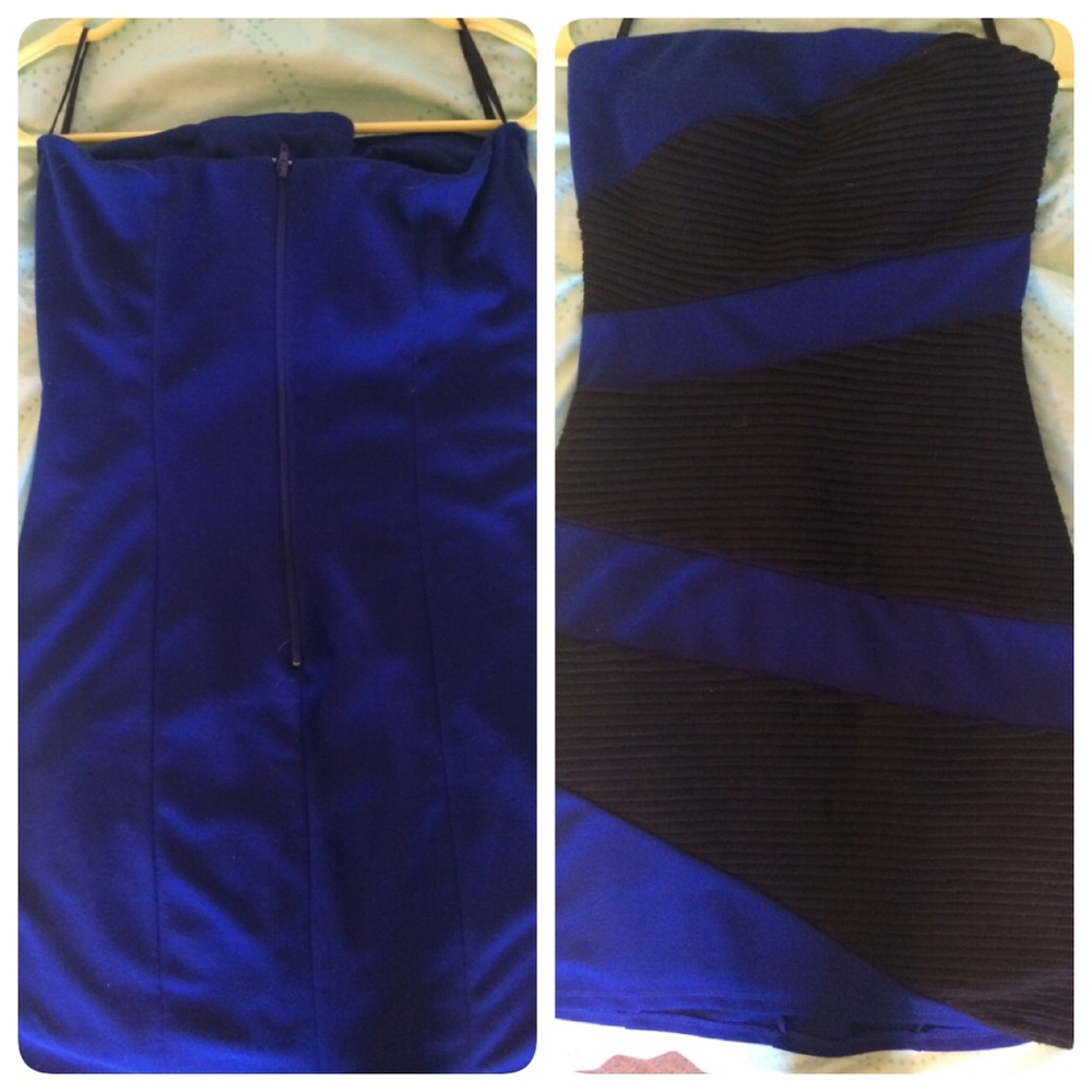 Black and blue mini dress