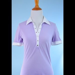 BOGNOR lavender white silver embroidered top XS